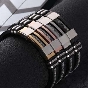 New European and American silicone titanium steel bracelet, popular and fashionable men's bracelet, Amazon adjustable