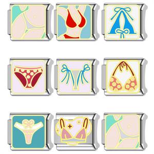 9mm-Italian-Charm-Bracelet-Stainless-Steel-Bracelet-DIY-Bikini Cartoon Charm H1041