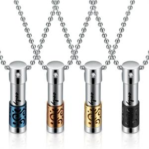 Wholesale Titanium Steel Personalized Essential Oil Bottle Perfume Bottle Aromatherapy Necklace Pendant Stainless Steel Cylindrical Openable