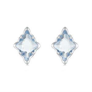 Exquisite blue star studded earrings for women in summer, shining star shaped s925 pure silver earrings