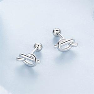 New minimalist mini knot earrings exquisite, fashionable and versatile s925 pure silver threaded earrings earrings