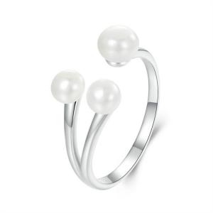 New Elegant Freshwater Pearl Open End Ring with Gentle Temperament and Premium Sense 925 Pure Silver Ring Jewelry