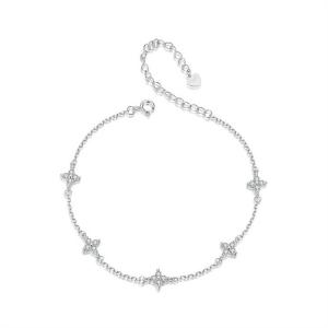 New minimalist zircon clover ankle bracelet with exquisite sparkling s925 pure silver lucky ankle bracelet accessory