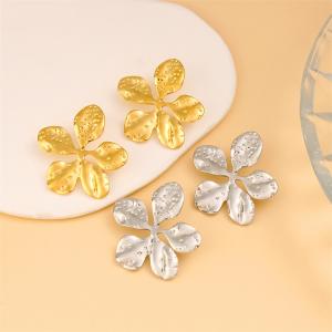Texture Design Stainless Steel Petal Earrings, High Grade Flower Earrings, Exquisite and Versatile for Women