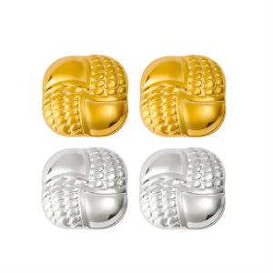 Irregular minimalist style square earrings with female texture design, high-end stainless steel versatile earrings