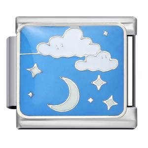 Jiagelin Charm Elegant and exquisite universe sun moon star Italian charm bracelet DIY 9mm stainless steel moon white cloud men's and women's customized charm bracelet