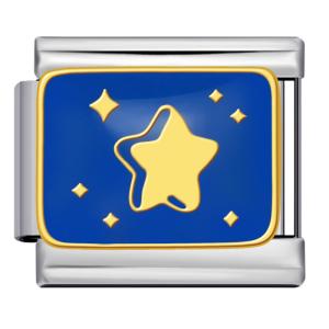 Jiagelin Charm Personalized Gold and Silver Bottom Blue Star Moon Series Stainless Steel Welding Drip Oil DIY Bracelet Italian Charm Bracelet