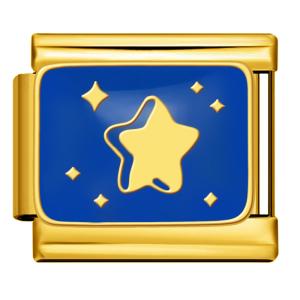 Jiagelin Charm Minimally personalized 9mm gold and silver base blue star and moon series stainless steel oil drop photo DIY bracelet Italian charm bracelet