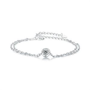 New 50 cent moissanite double-layer bracelet, simple and classic, shining s925 pure silver moissanite diamond bracelet