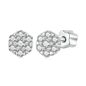 New shining hexagonal moissanite earrings for women, elegant charm s925 pure silver earrings
