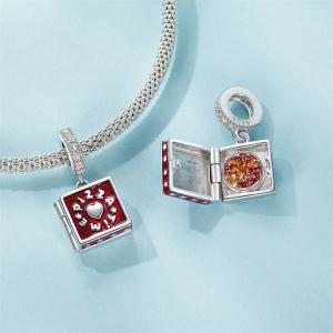 Fun Pizza DIY Pendant with Cute Design Drop Oil s925 Silver Bracelet Beads