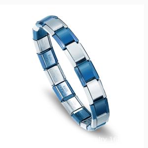 Stainless Steel Bracelet DIY Charm 9MM Link Bracelet-Blue and Silver