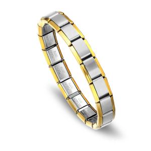Stainless Steel Bracelet DIY Charm 9MM Link Bracelet-Gold Side Silver Midle