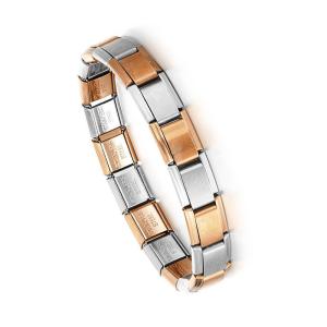 Stainless Steel Bracelet DIY Charm 9MM Link Bracelet-Rose Gold and Siver