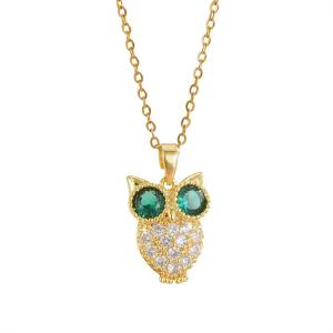 Amazon hot owl necklace classic retro zircon collarbone chain European and American style small animal necklace