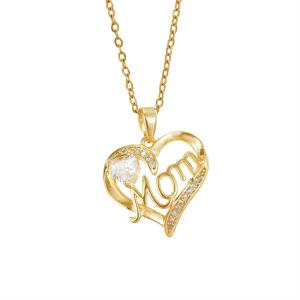 Fashionable Heart Shaped Mom Pendant Necklace with Love and Temperament, Women's Letter Personality, Mother's Day Gift, Clavicle Necklace