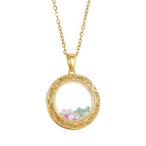 New design round glass frame pendant, fashionable, non allergic, non fading necklace, women's titanium steel lock chain