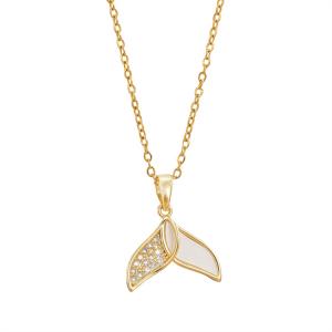 Genuine gold electroplated zircon fish tail necklace, niche, light luxury, exquisite collarbone chain, temperament, high-end, versatile accessories