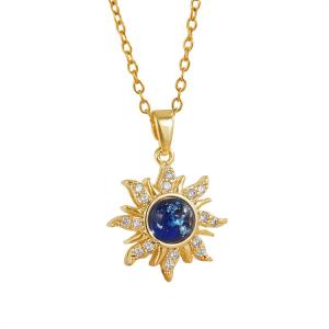 Sunflower necklace, women's fashion personality, versatile dopamine Barbie zircon jewelry