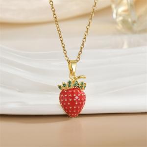 Cute red strawberry necklace, women's light luxury, niche high-end pendant, collarbone chain, neck chain