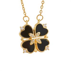 Simple and fashionable women's love, high-end feeling, four leaf clover necklace, temperament accessories, niche light luxury style, geometric personality accessories