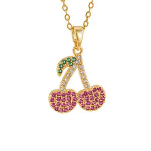 New trendy fashion internet celebrity titanium steel necklace for women's Christmas personality cherry collarbone chain, niche light luxury temperament pendant