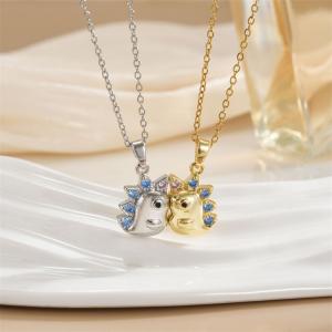 Little Unicorn Necklace Couple Good Friends Series Micro Inlaid Zircon Fashion Versatile Necklace