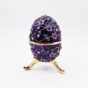 Enamel Flower Egg Shaped Jewelry Box Easter Egg Shaped Jewelry Box Decoration Ornament Wholesale