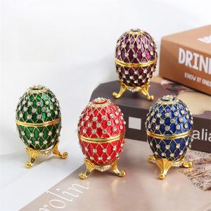 Home Decor European Easter Egg Enamel Painting Diamond Inlaid Metal Crafts Gift Craft Ornament Wholesale