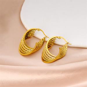Personalized and versatile hollow earrings, trendy and fashionable stainless steel 18K gold retro earrings for women