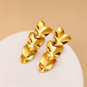 Korean style fashionable European and American niche design, long heart-shaped earrings with textured texture, retro and versatile earrings