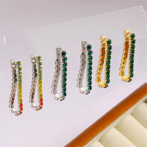 Fashionable and versatile, light luxury, simple diamond chain tassel earrings made of stainless steel, popular internet celebrity style, long colored diamond earrings for women
